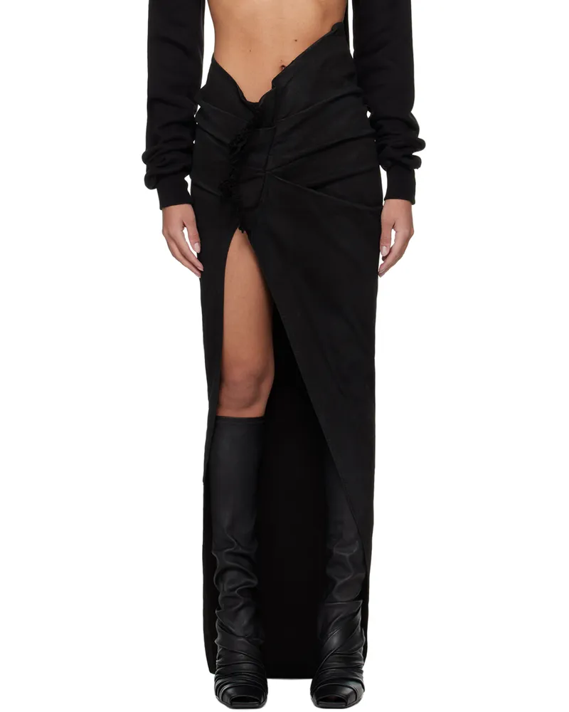 DRKSHDW by Rick Owens Black Edfu Denim Maxi Skirt 09