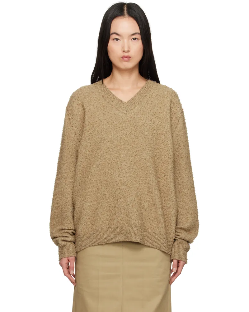 Maison Margiela Beige Pilling V-Neck Sweater 114m