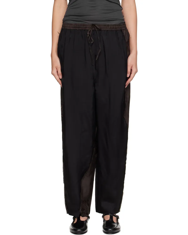CORDERA Brown Jacquard Relaxed Trousers Dark