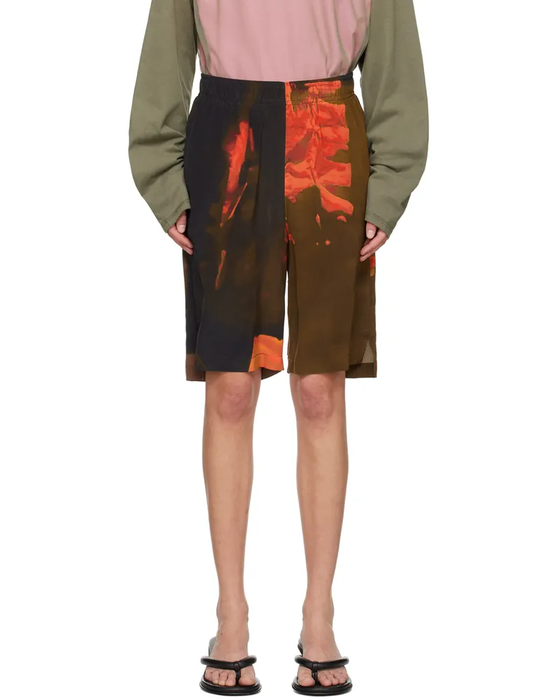 SERAPIS Multicolor Print Shorts Red