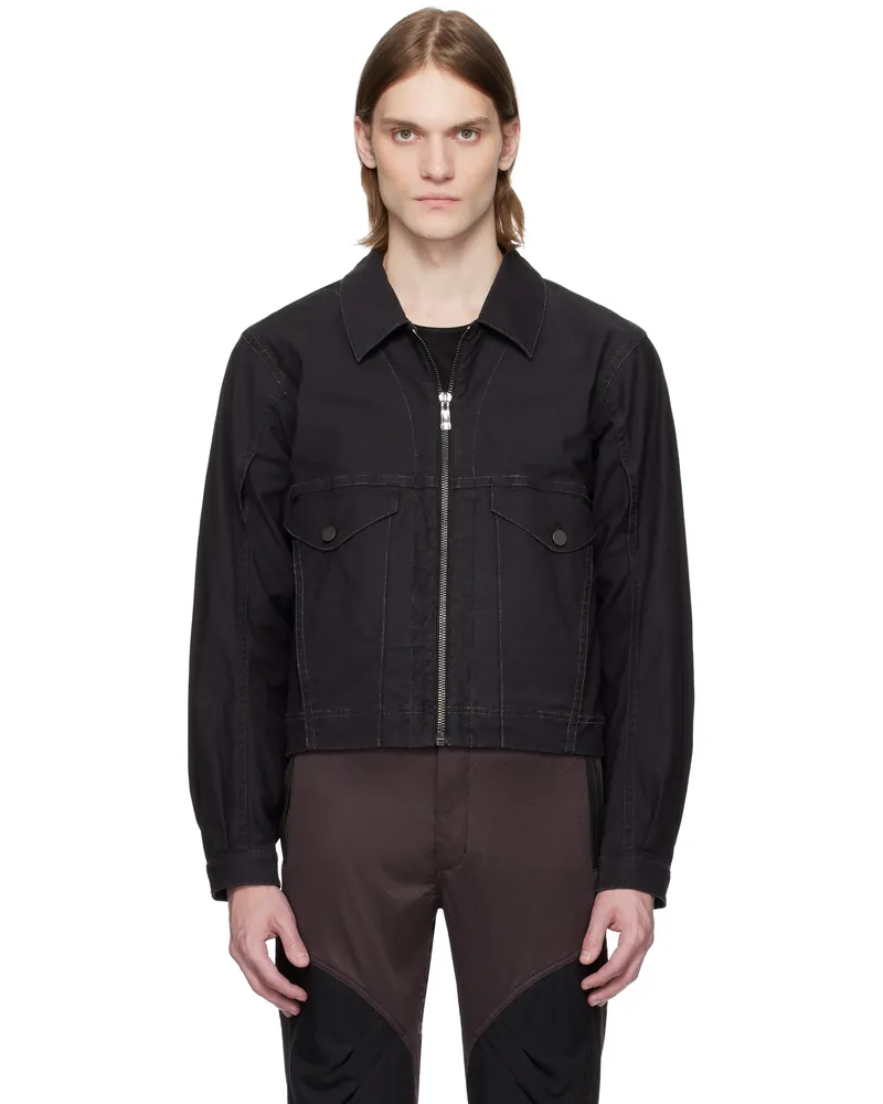A. A. Spectrum Black Westwind Slim Trucker Jacket Black