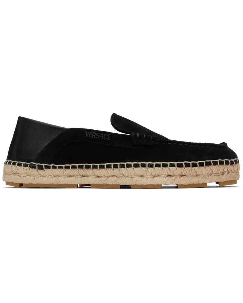 Versace Black Logo Suede Espadrilles 1b000-black