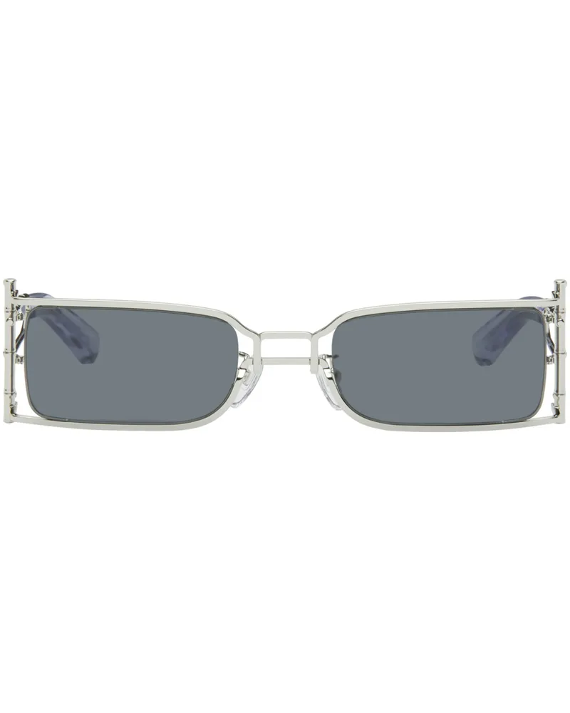 Feng Chen Wang SSENSE Exclusive Silver Bamboo Sunglasses Brushed