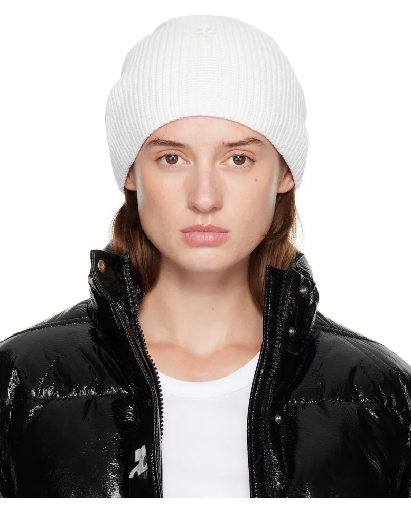 Courrèges White AC Light Wool Beanie 0001