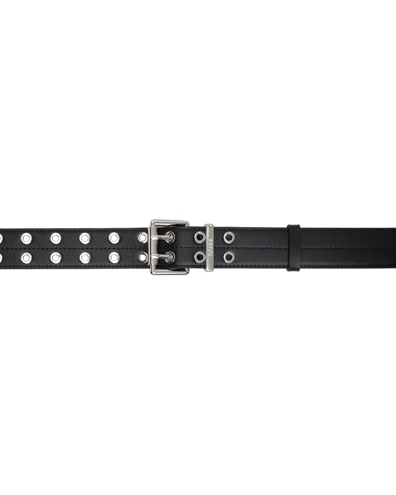 Ganni Black Double Eyelet Belt 099