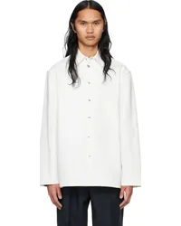 Jil Sander White Embossed Denim Shirt Porcelain