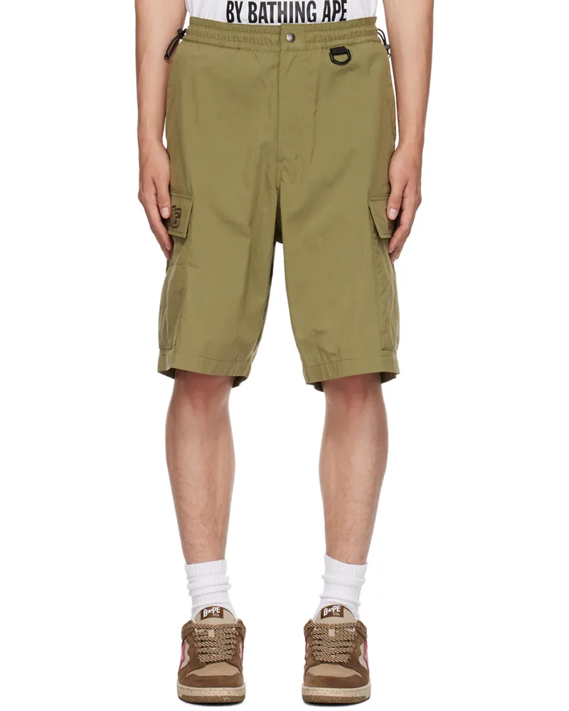 BAPE Green Wide Cargo Shorts Olive