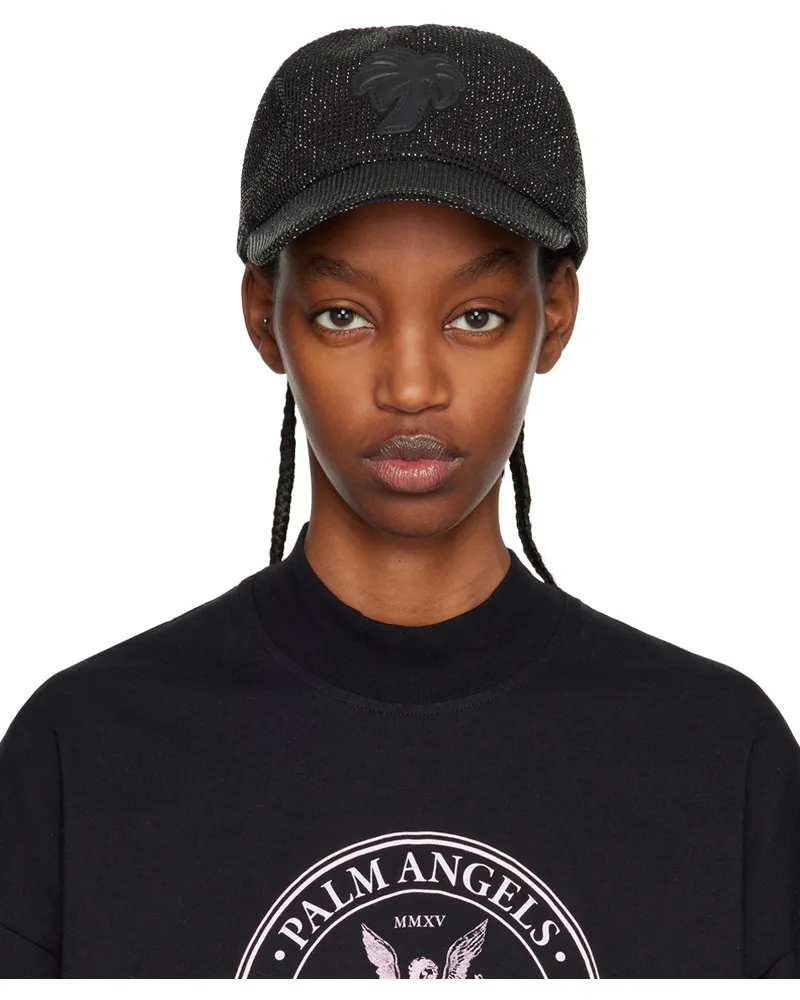 Palm Angels Black Crystal Palm Cap Black