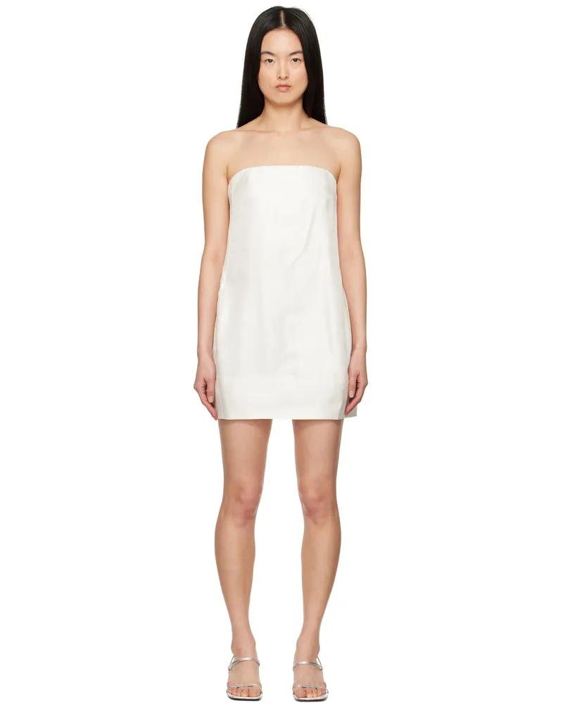STAUD Off-White Lidia Silk Minidress Ivy