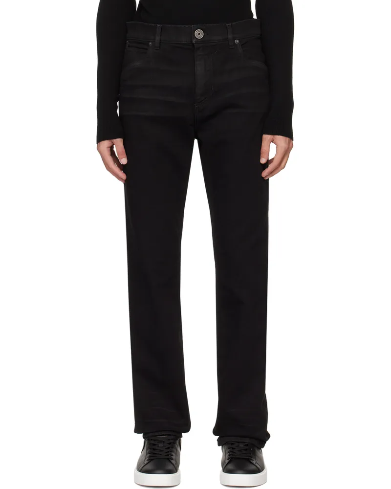 Balmain Black Embroidered Jeans 0pa