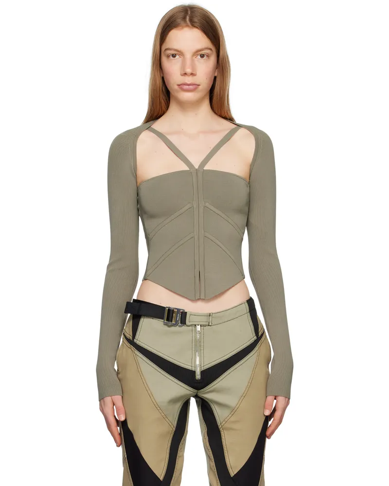 Dion Lee Khaki Modular Darting Tank Top Slate