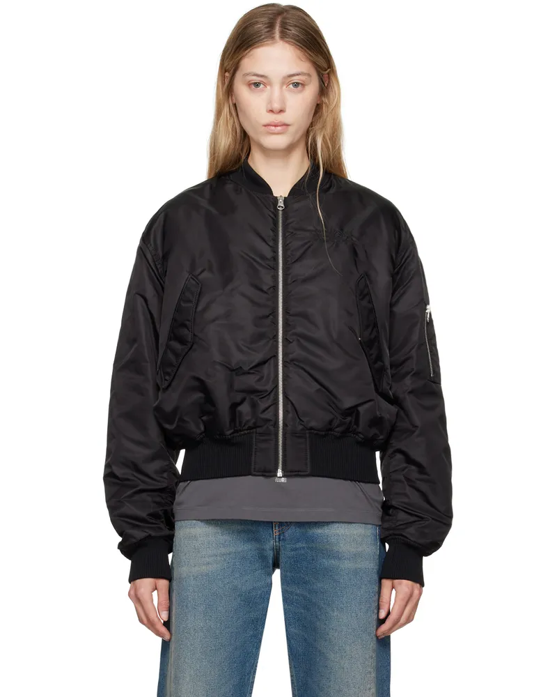 Maison Margiela Black Embroidered Logo Bomber Jacket 900