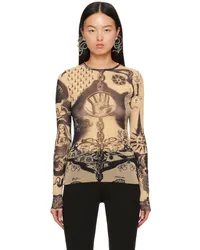 Jean Paul Gaultier Beige Graphic Long Sleeve T-Shirt Nude