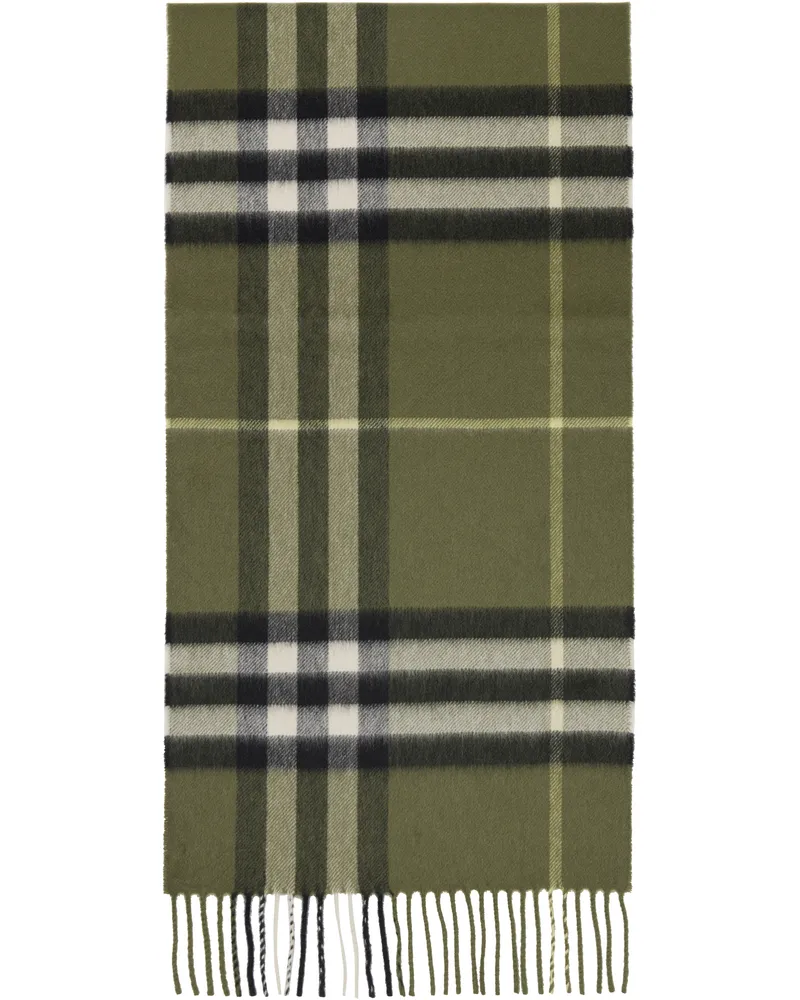 Burberry Green Check Cashmere Scarf Pea