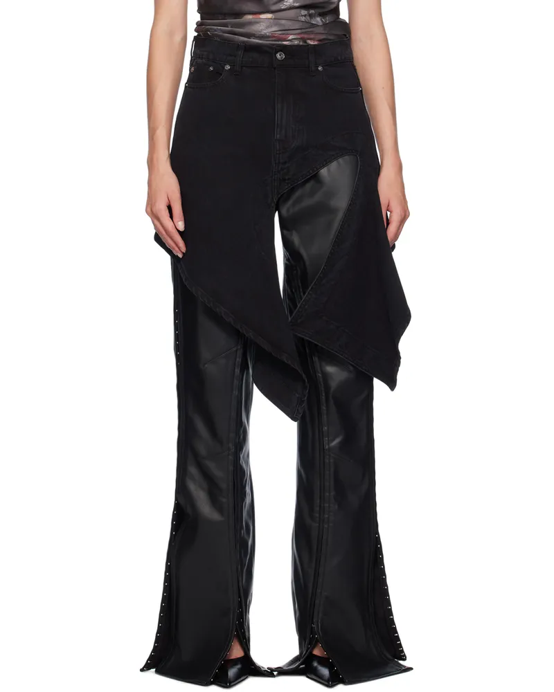 Y/PROJECT Black Cutout Denim Miniskirt Evergreen