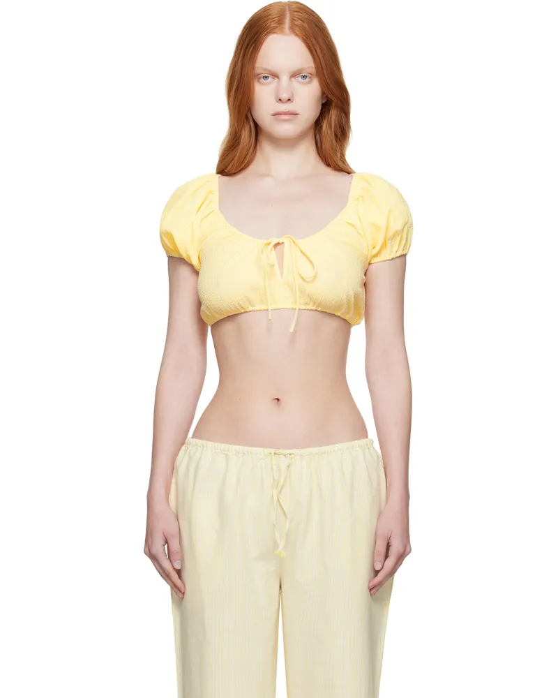GUIZIO Yellow Ravello Gingham Top Yellow