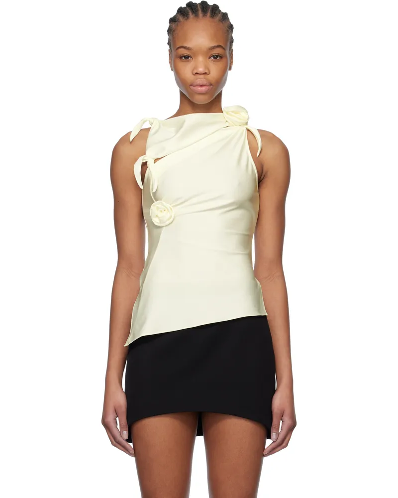 COPERNI Off-White Asymmetric Flower Tank Top White
