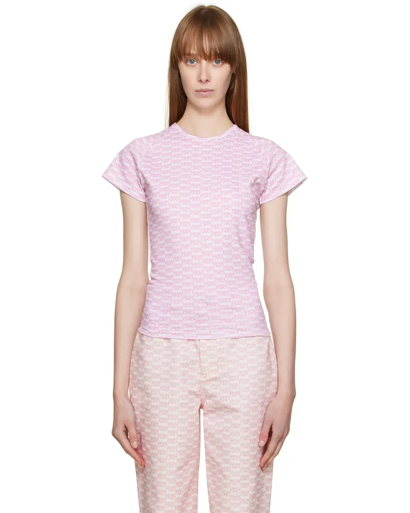 BONBOM Off-White & Pink Hara T-Shirt Bh22
