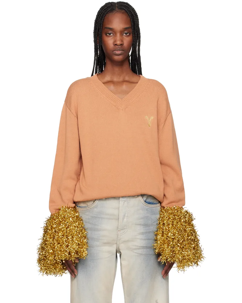 Doublet Tan Cheerleading Pompon Sweater Camel