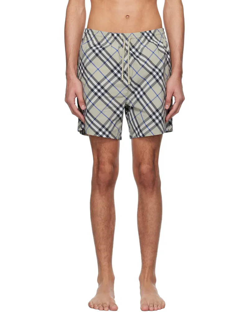 Burberry Taupe Check Swim Shorts Lichen