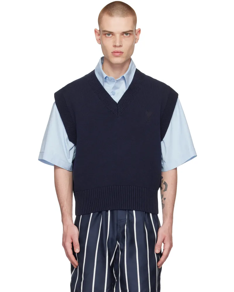 AMI Paris Navy Ami de Cœur Vest Nautic