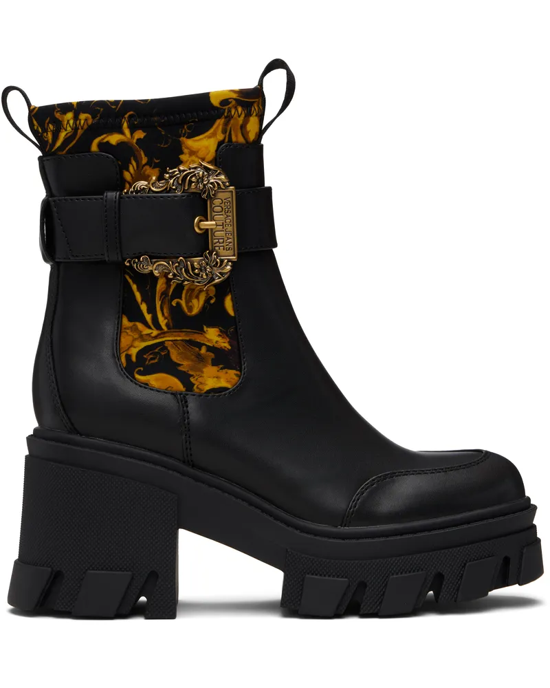 Versace Jeans Black Sophie Chain Couture Chelsea Boots Eg89