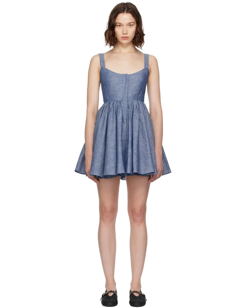 Alaïa Blue Chambray Skater Minidress 507