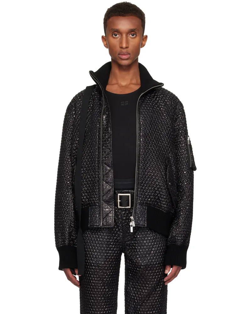Helmut Lang Black Seatbelt Down Bomber Jacket Black