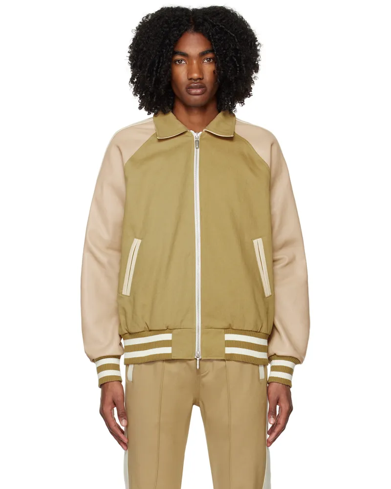 RHUDE Beige Paneled Bomber Jacket Beige