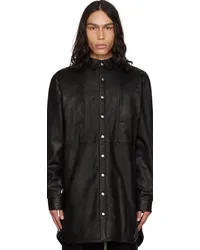 Rick Owens Black Jumbo Fogpocket Leather Jacket Black