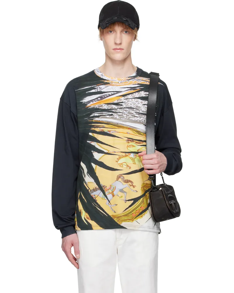Diesel Black & Yellow T-Boxt-Ls-R2 T-shirt 9xxa