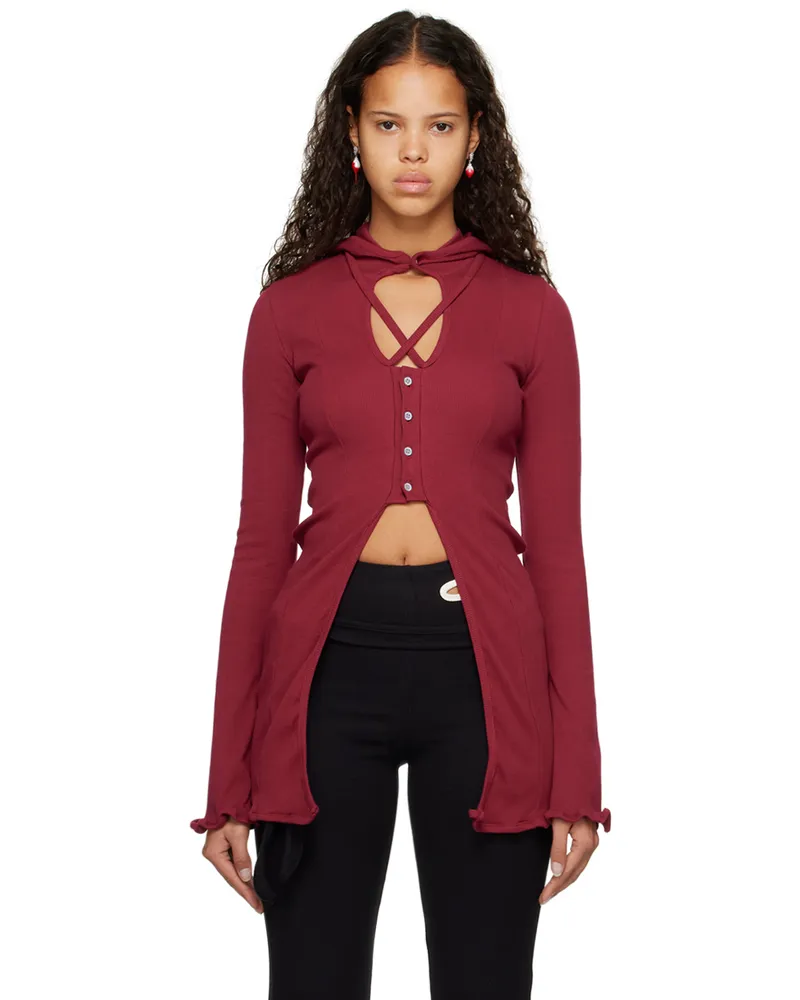 OTTOLINGER Burgundy Lounge Rib Cardigan Burgundy
