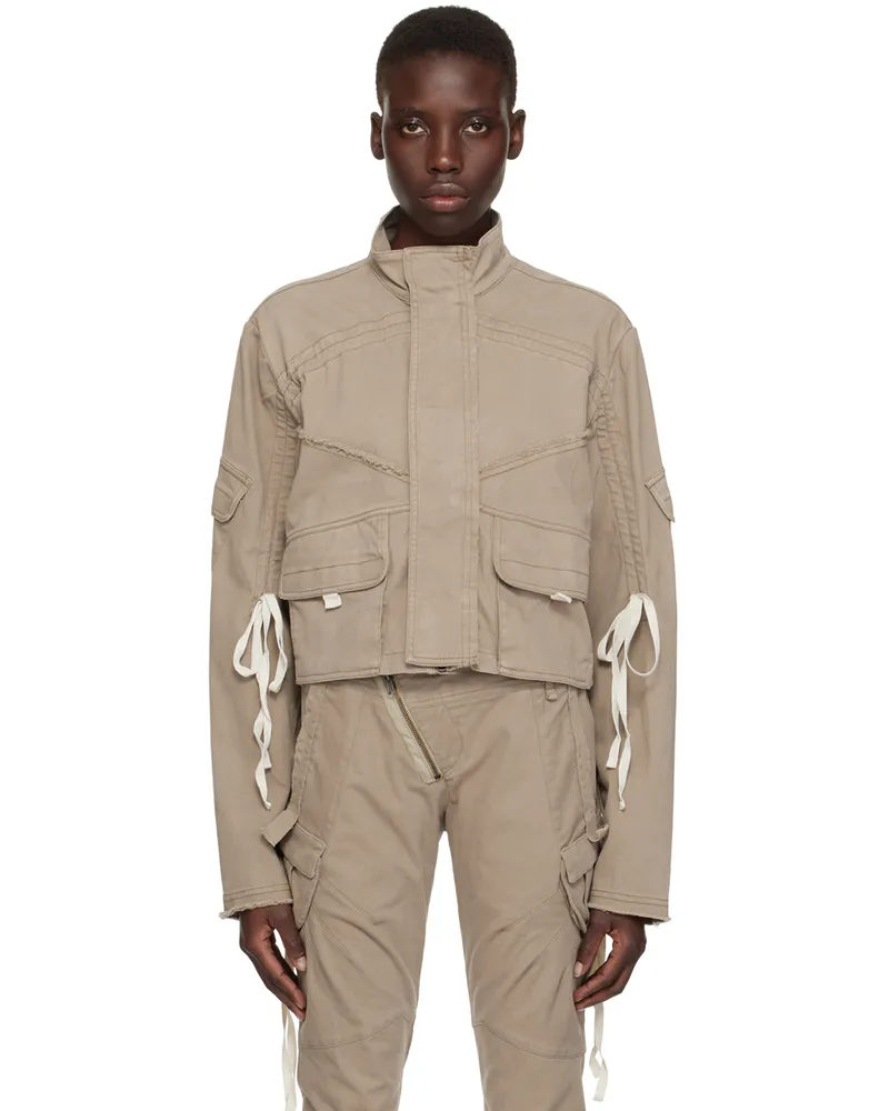 OTTOLINGER Taupe Drawstring Jacket Olive