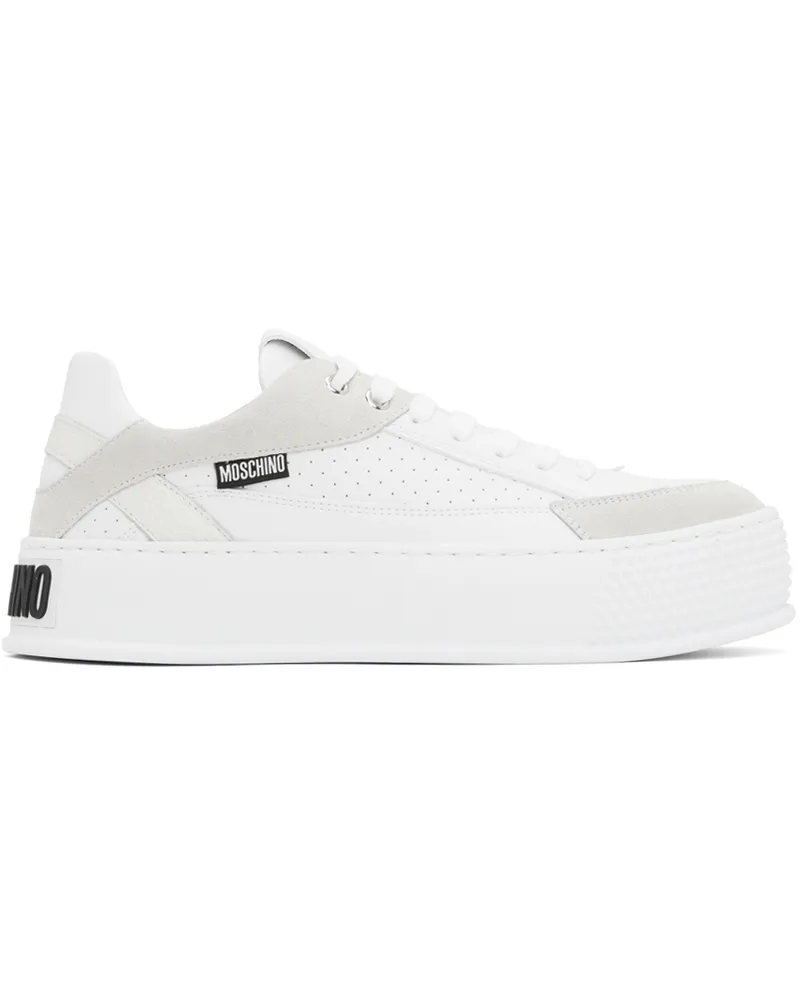 Moschino White & Gray Bumps & Stripes Sneakers 10a