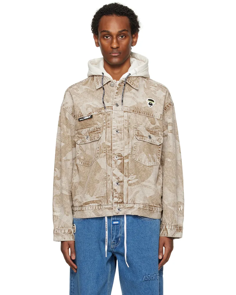AAPE by A Bathing Ape Beige Lightweight Denim Jacket Bgx