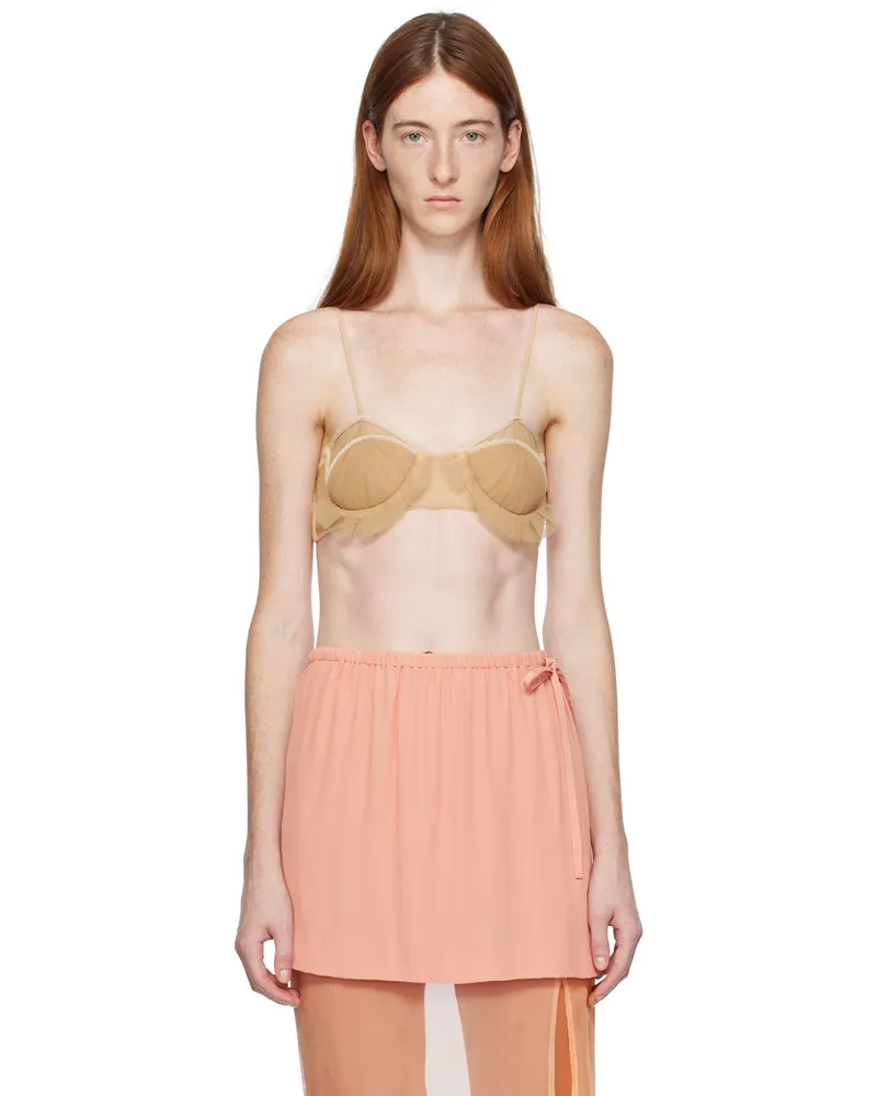 Nensi Dojaka Beige Exploding Flower Bra Beige