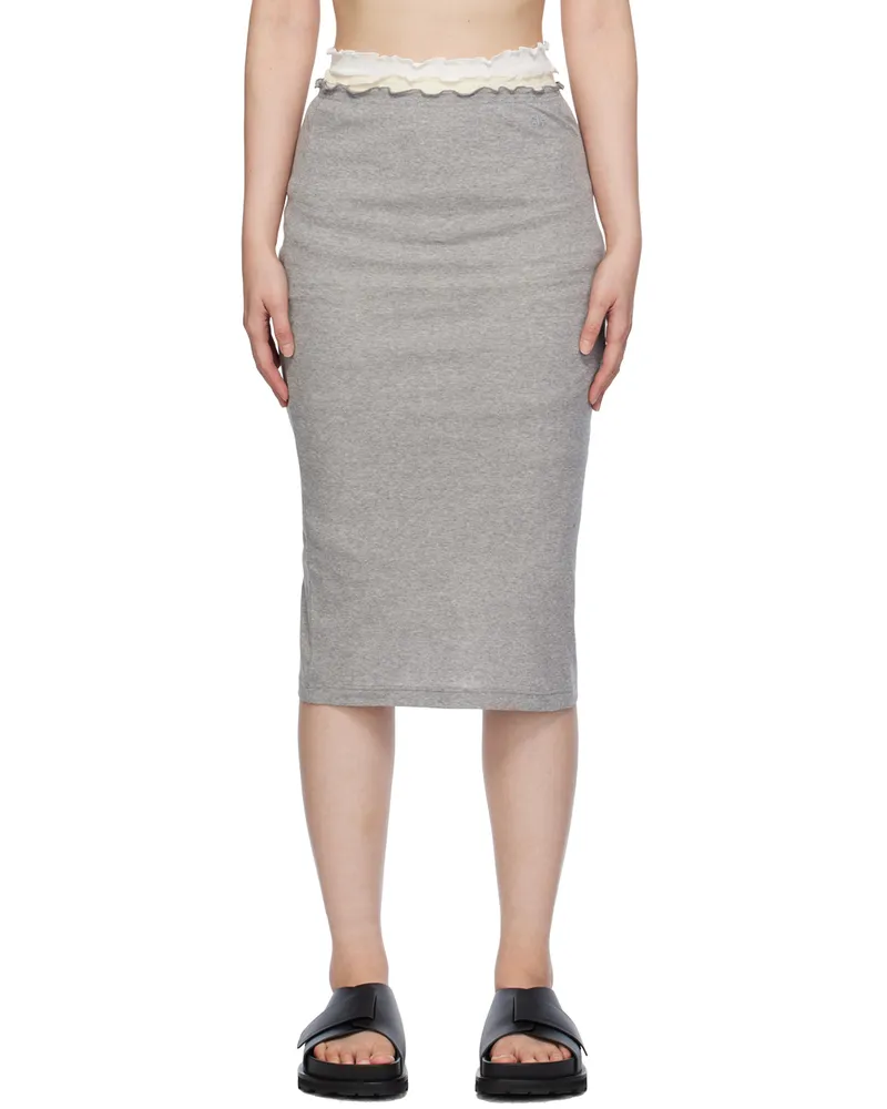 Jil Sander Gray Layered Midi Skirt 971