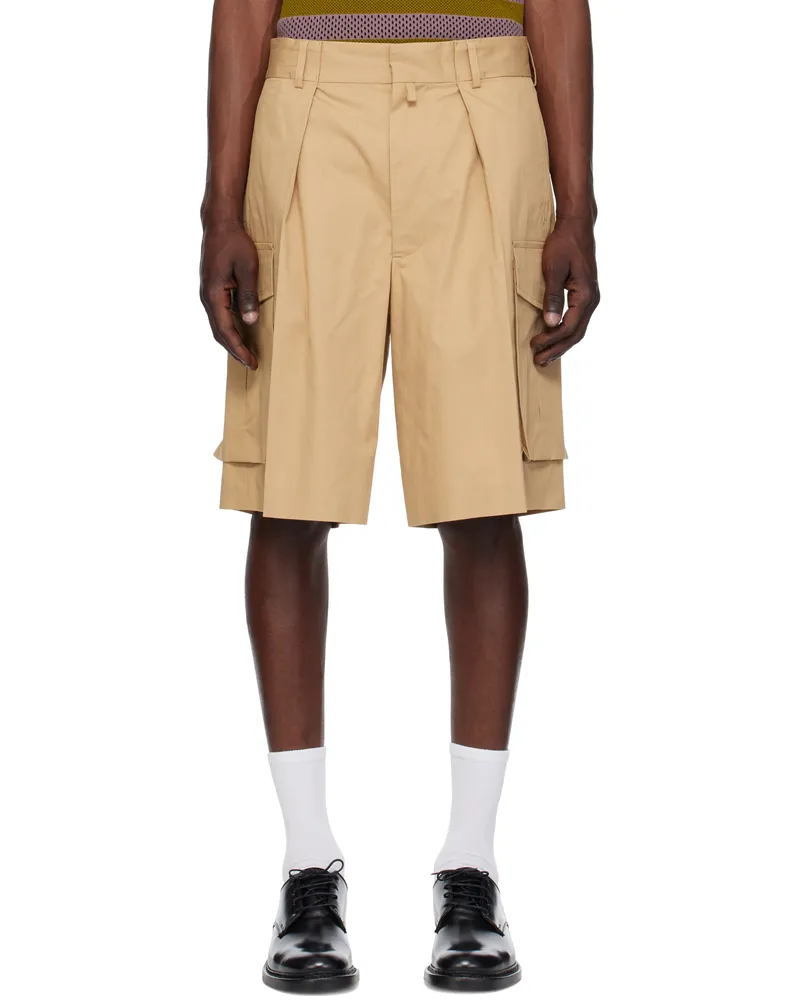 Dries van Noten Beige Pleated Cargo Shorts 103
