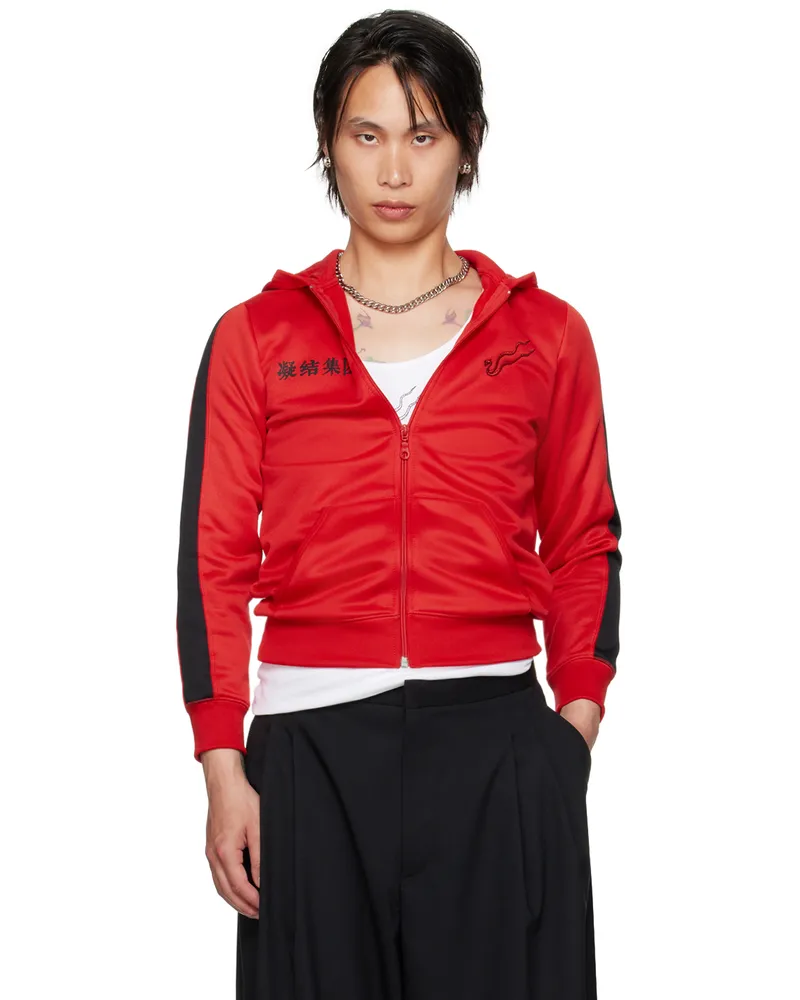 LU'U DAN Red CLOT Edition Zip Shrunken Hoodie Red