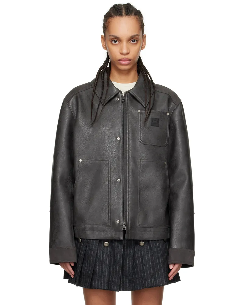 Andersson Bell Gray Carpenter Faux-Leather Jacket Grey