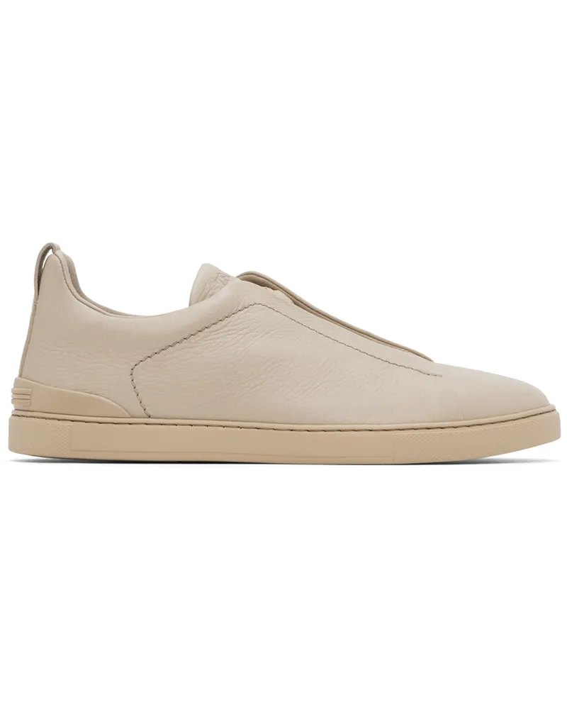 Ermenegildo Zegna Taupe Triple Stitch Sneakers Din