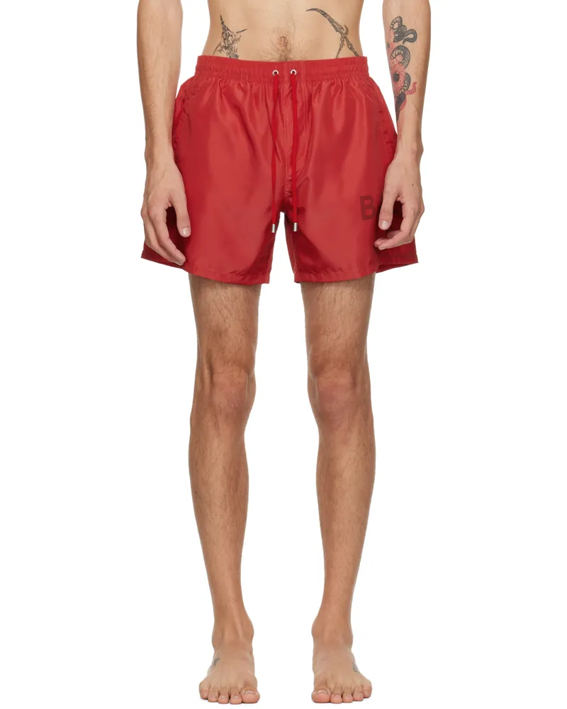 Balmain Red Printed Swim Shorts 600