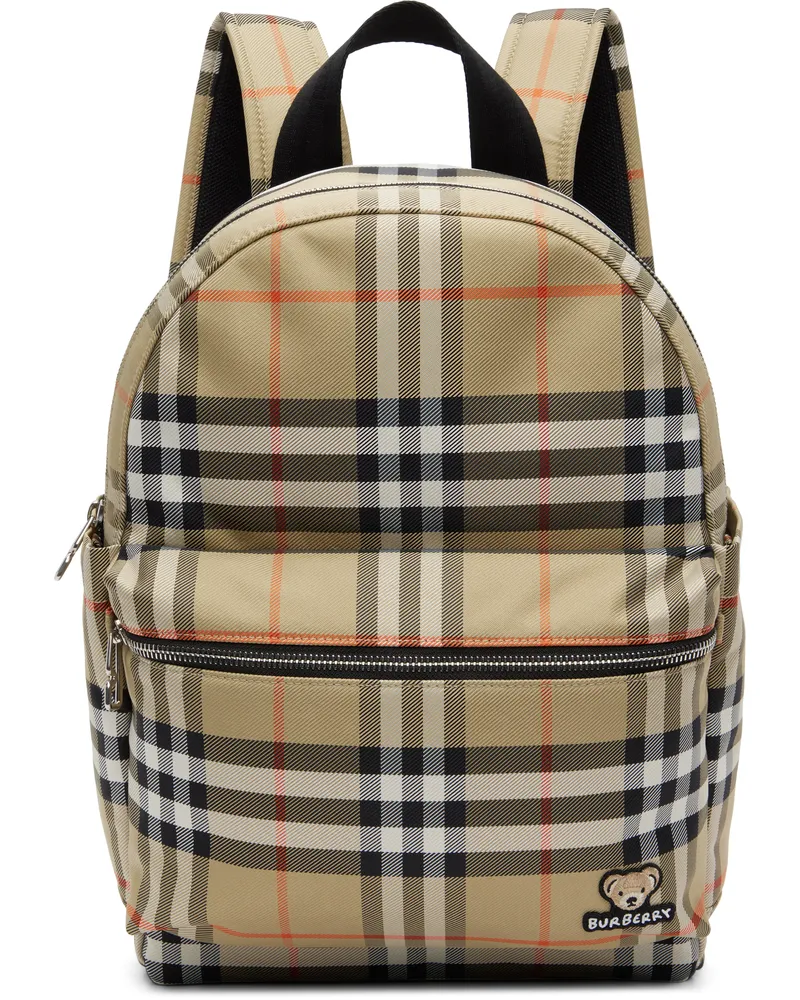 Burberry Kids Beige Check Backpack Sand