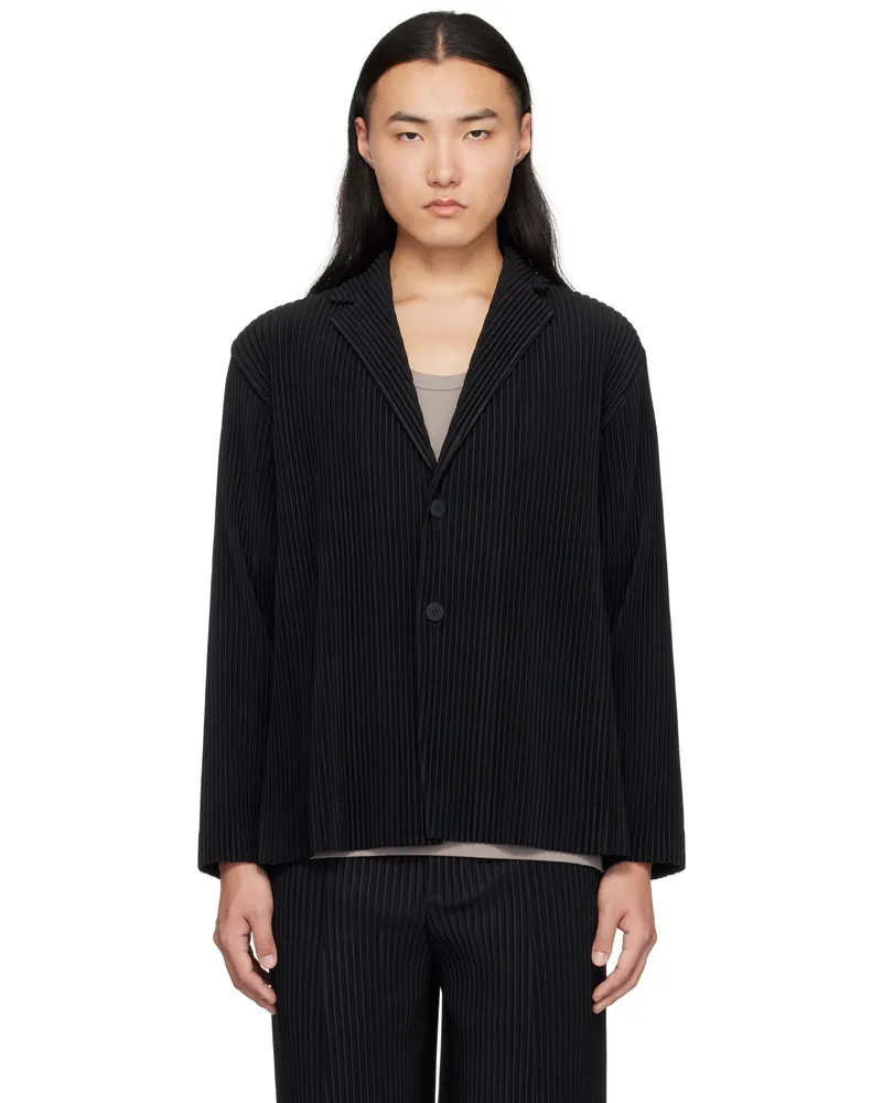 Issey Miyake Black Tailored Pleats 2 Blazer 15-black