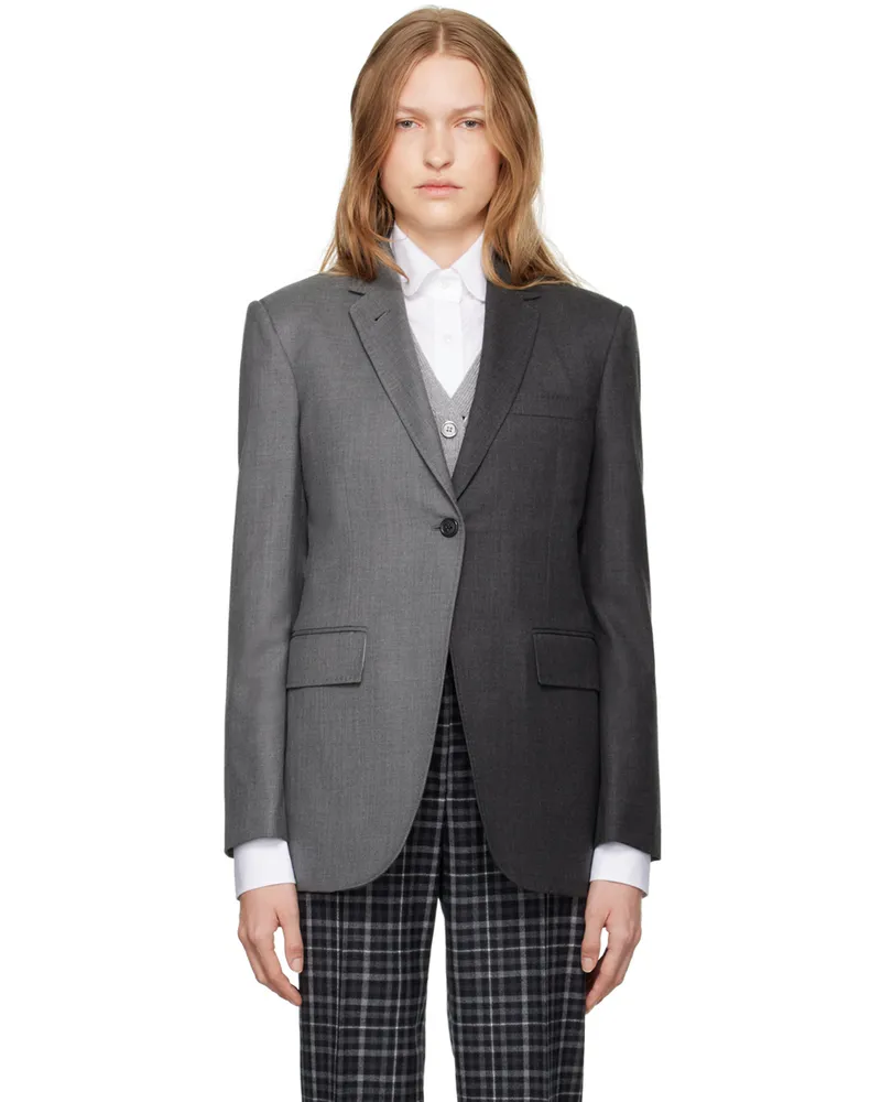 Thom Browne Gray Elongated Single Button Blazer 035