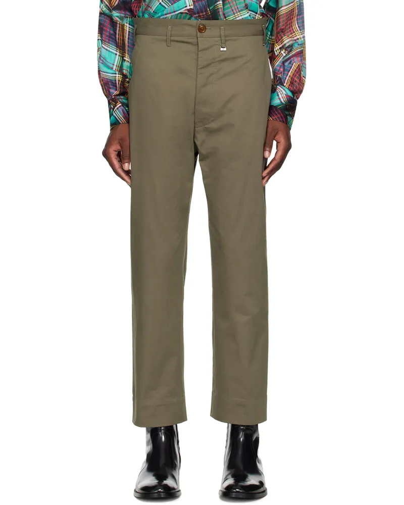 Vivienne Westwood Khaki M Cropped Cruise Trousers Aw24-khaki