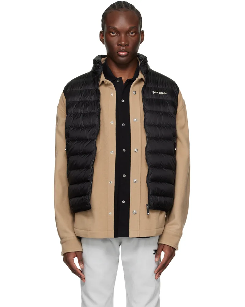 Palm Angels Black Classic Logo Down Vest Black