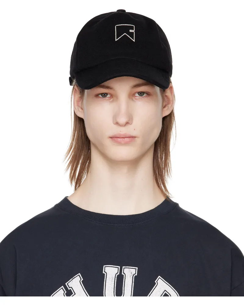 RHUDE Black Cashmere Chevron Logo Cap Black