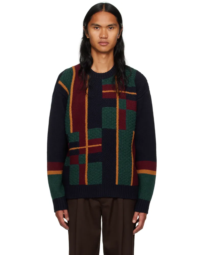 Drôle de Monsieur Navy 'La Maille Tartan' Sweater Navy