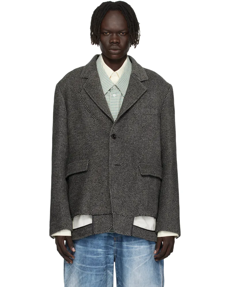Andersson Bell Gray Inside Out Wool Blazer Gry